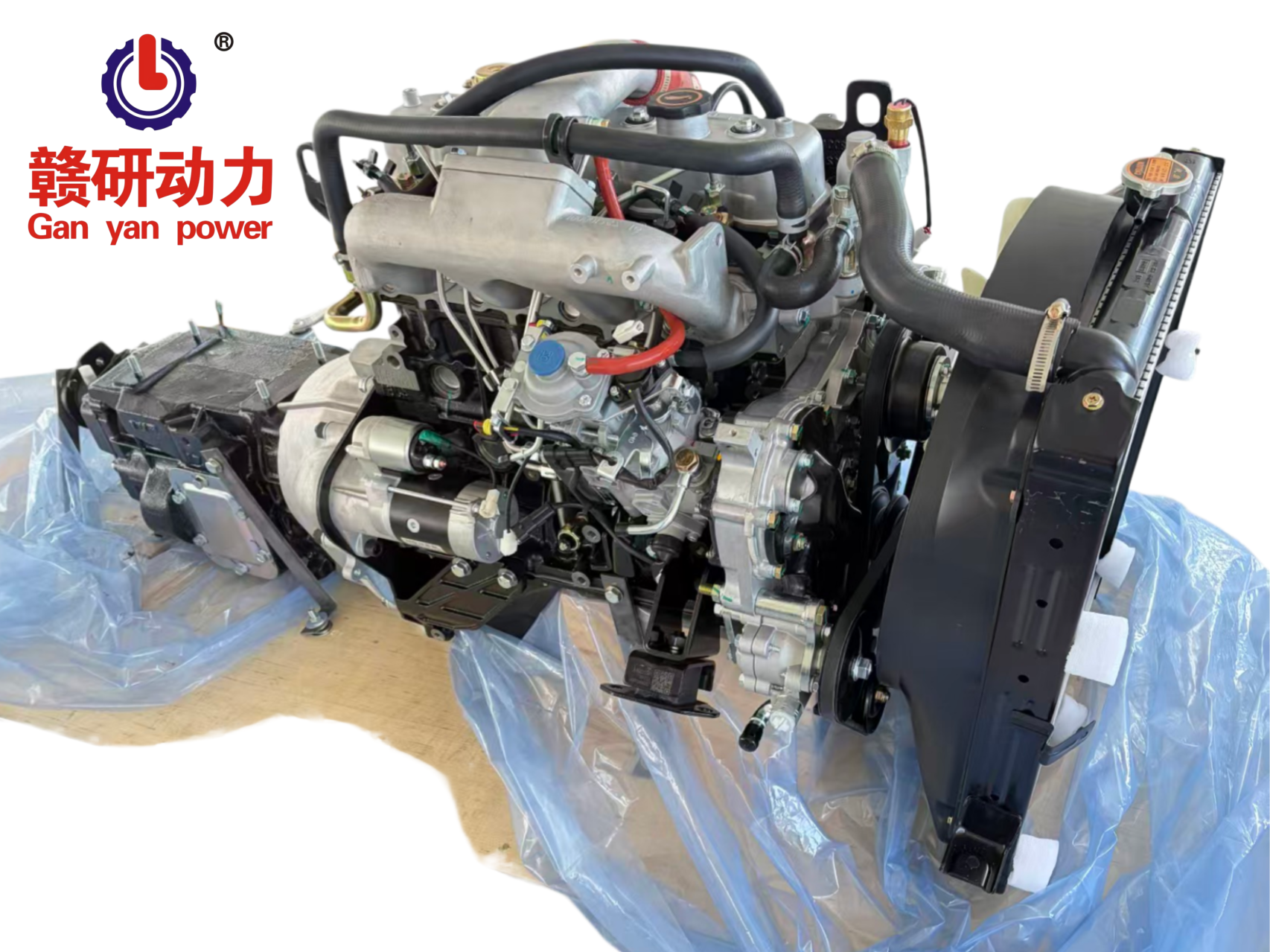 Complete 4JB1T Engine Assembly With Radiator & Gearbox, Fits Light Duty Trucks